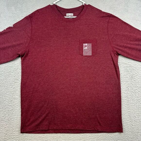 State Of Mine Shirt Mens Large Red North Carolina Long Sleeve Flag Logo Casual - Picture 2 of 12
